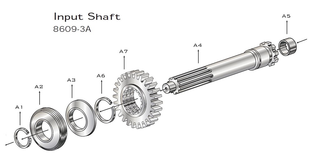 Input Shaft & Drive Gear - 8609-3A | Gearcentre Canada